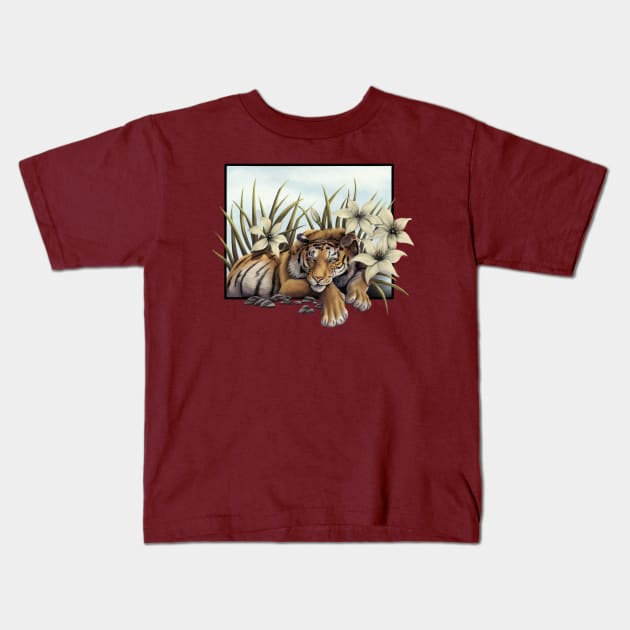 Tiger Lilies Kids T-Shirt by GnarlyBones